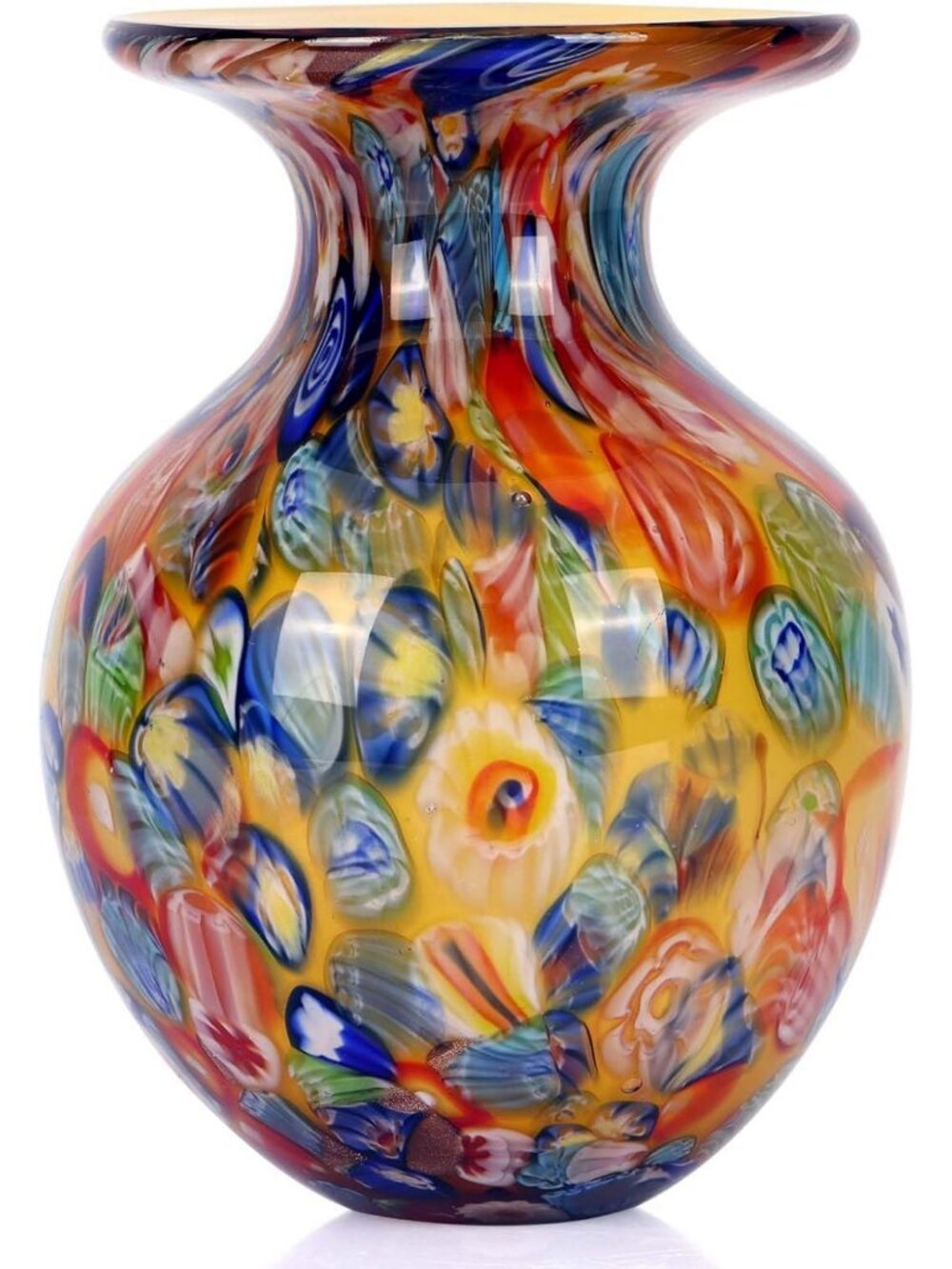Colorful Hand Blown Glass Vase - Decorative Art Piece for Home, Table